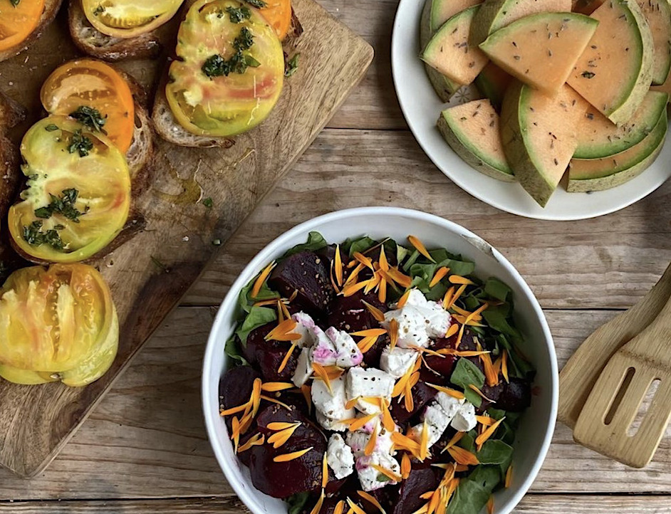 farm to table tomatos and beet salad