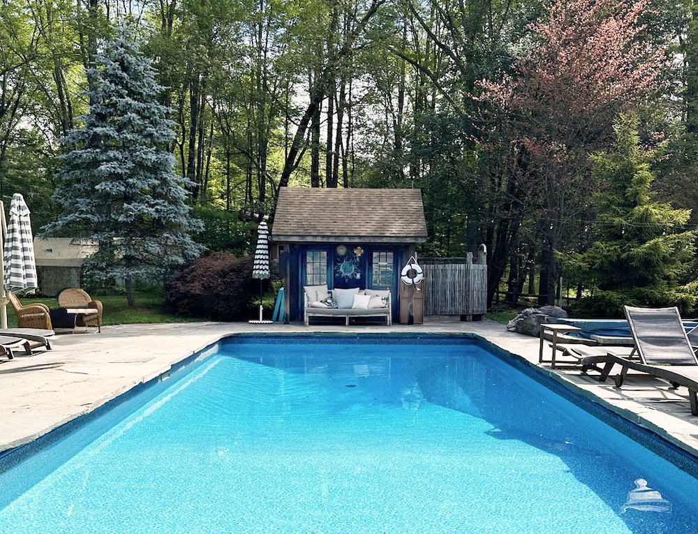 pool and pool house at Camp, Glamp, Rustic and Fun campus in Rochester, Ulster County NY | Hudson Valley