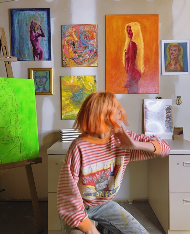 studio space for paintings by artist Lizzy DiMuccio from Beacon NY