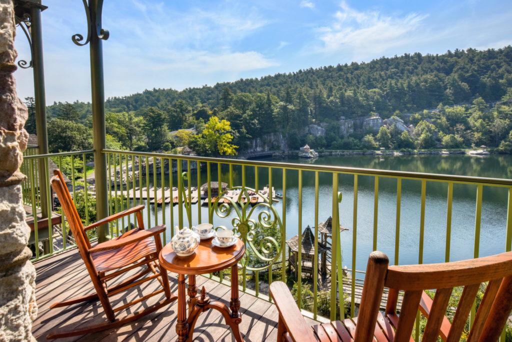 balcony off of private room at Mohonk Mountain House in New Paltz NY