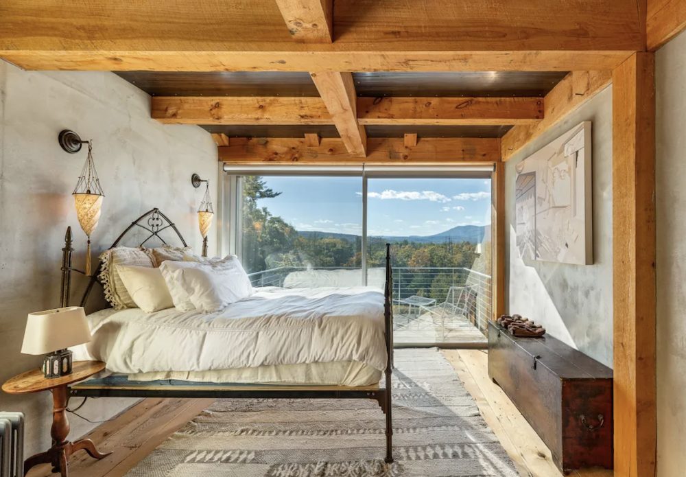 bedroom at Arresting Contemporary Farmhouse in Kingston, Marbletown, Ulster County NY