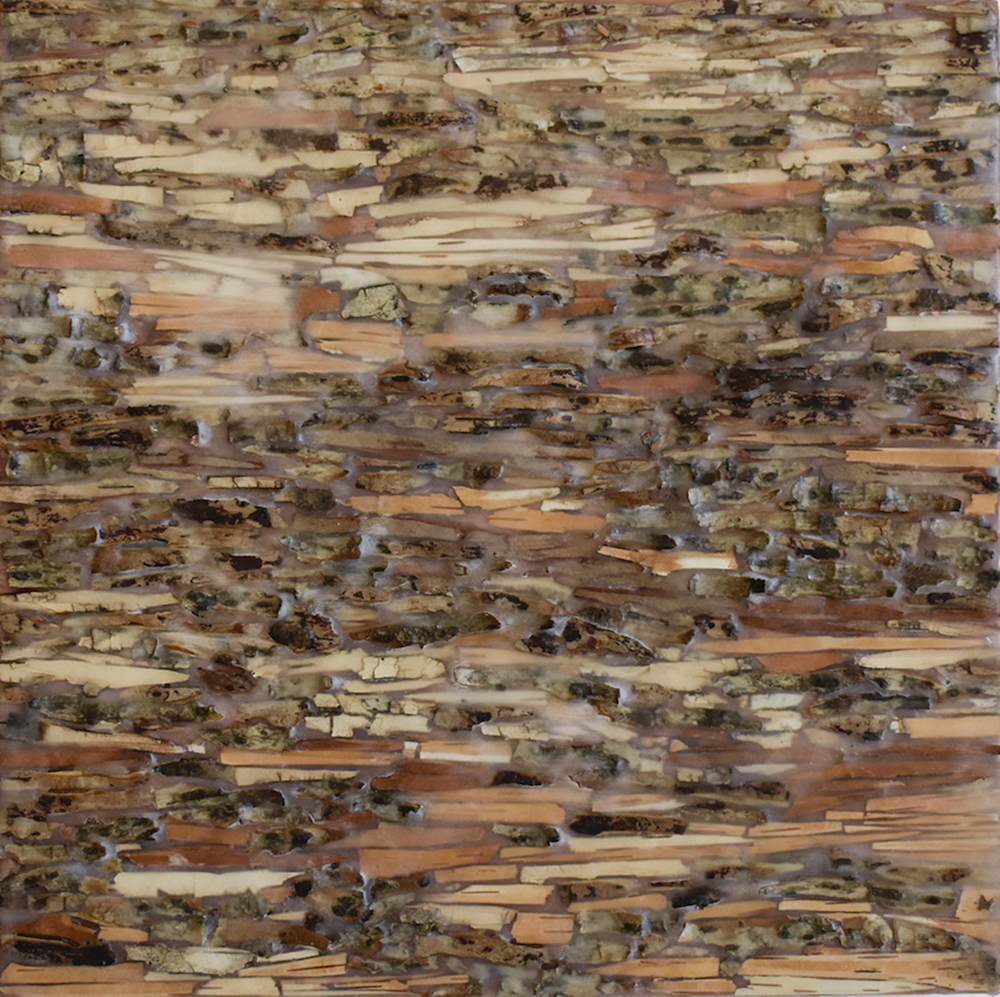Encaustic on canvas. Artwork by Hudson Valley encaustic artist Allyson Levy entitled Bitsy Betula, 2020. 