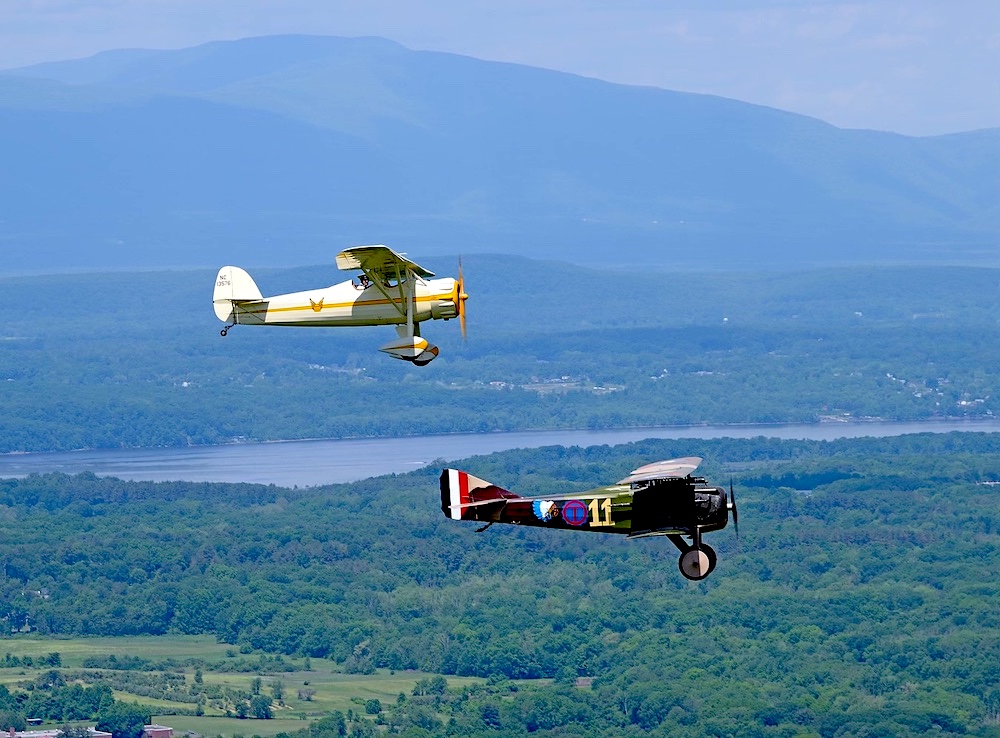 planes flying over the Hudson River at Old Rhinebeck Aerodrome in Red Hook NY