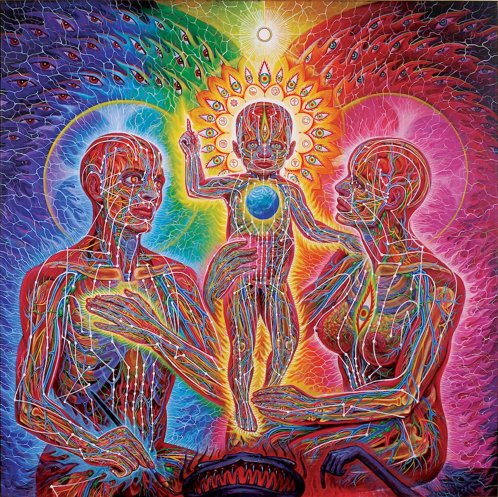 Holy Family, painting by Alex Grey. On display in Entheon, Sanctuary of Visionary Art.