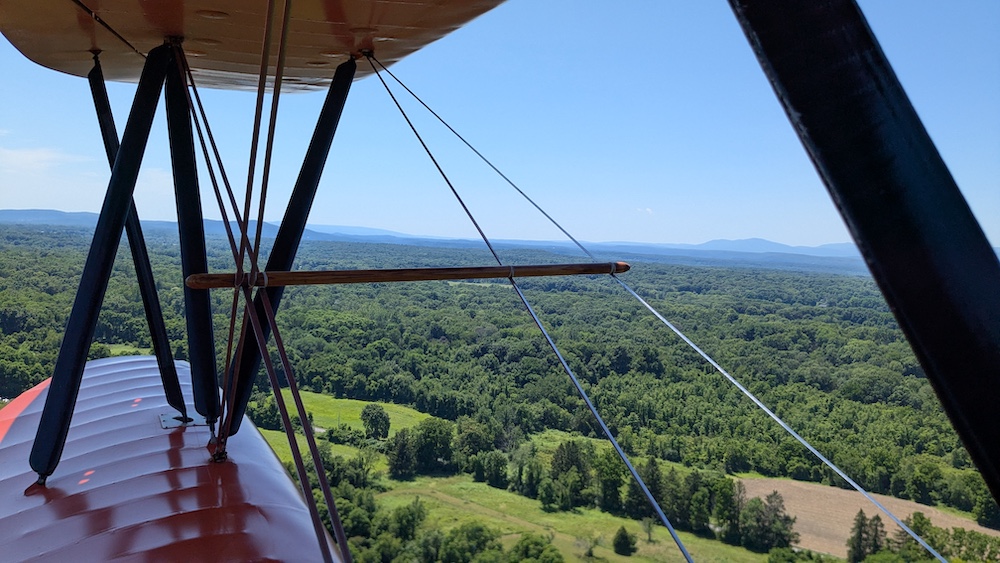 biplane flight view at Old Rhinebeck Aerodrome in Red Hook NY