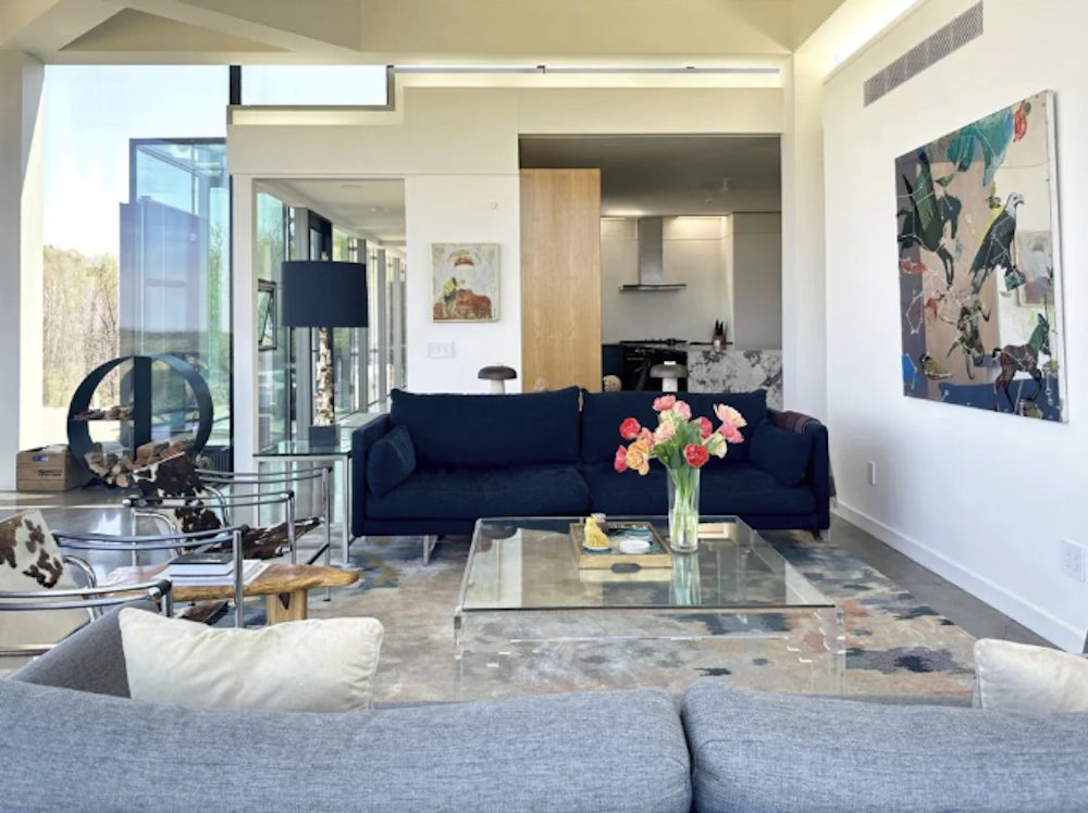living room at A Spectacular Contemporary Design Throughout in Claverack, Columbia County NY