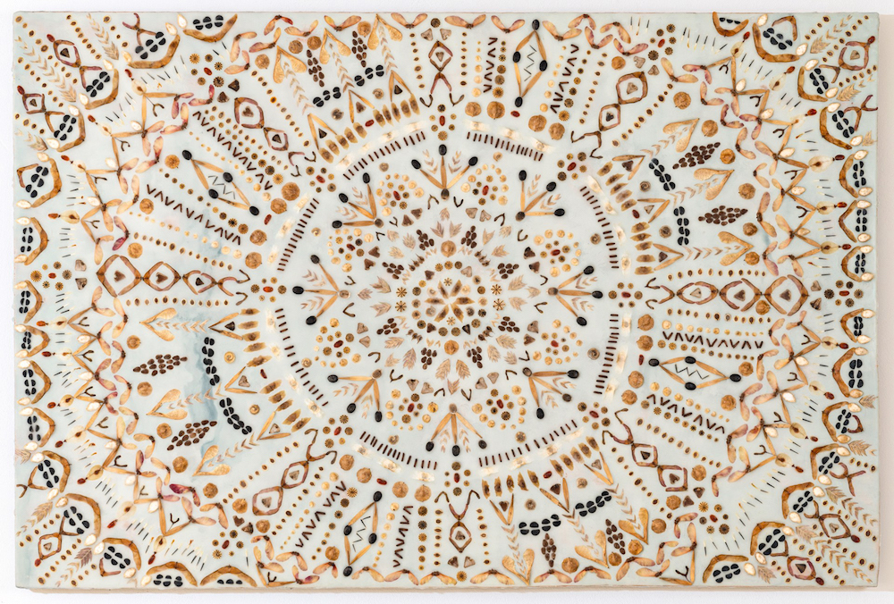 Encaustic work on canvas by Hudson Valley artist Allyson Levy entitled Seed Sampler. 