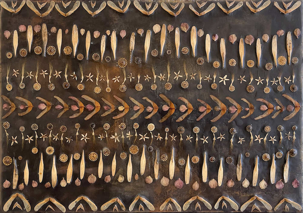 Encaustic artwork by Hudson Valley artist Allyson Levy entitled Sextiles 5. Part of a series. 