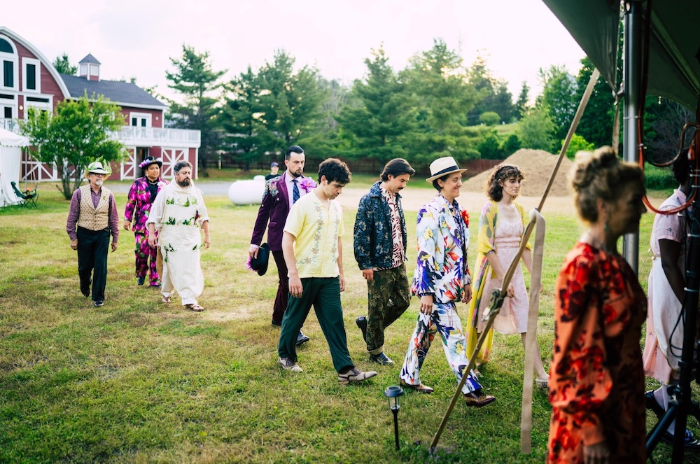 cast walking into the tent at Catskill Mountain Shakespeare in Tannersville NY