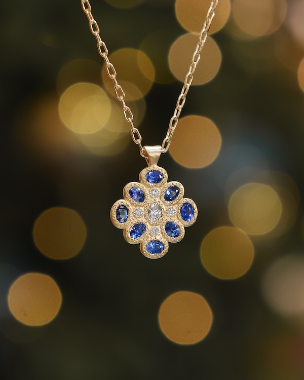 sapphire and diamond necklace at Adel Chefridi Studio & Gallery in Rhinebeck NY