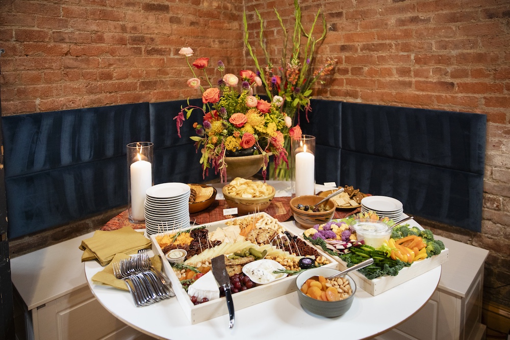 spread of food at Adel Chefridi Studio & Gallery in Rhinebeck NY