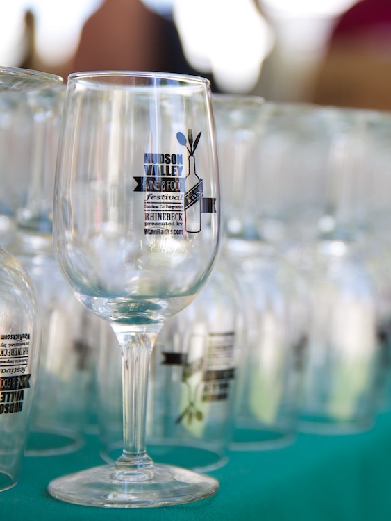 logo wine glasses at Hudson Valley Wine & Food Festival in Rhinebeck NY