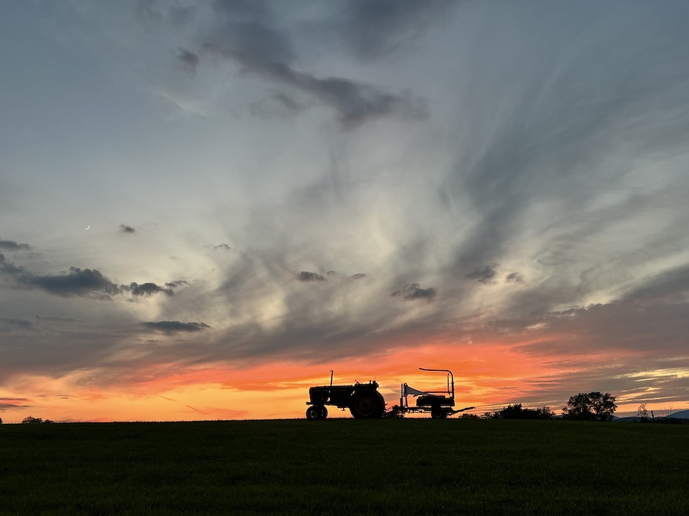 tractor on the horizon at Catskill Wagyu at Hilltop Farm in Accord NY