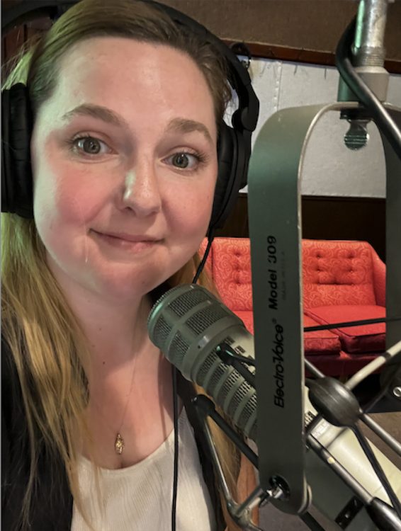 Sarah Reny doing voiceovers of Catskill Mountain Shakespeare in Tannersville NY