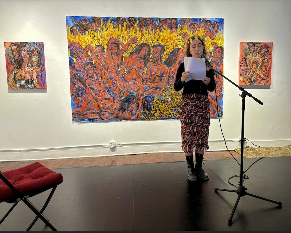 Poet Robyn Hager at art and poetry opening