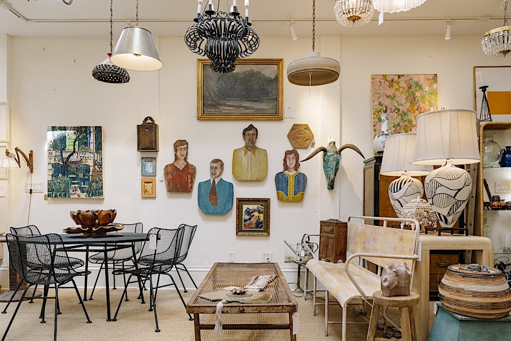 Art and lighting at Bridge House Vintage in Hudson NY