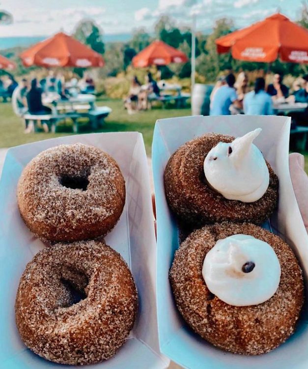 Angry Orchard baskets of cider donuts