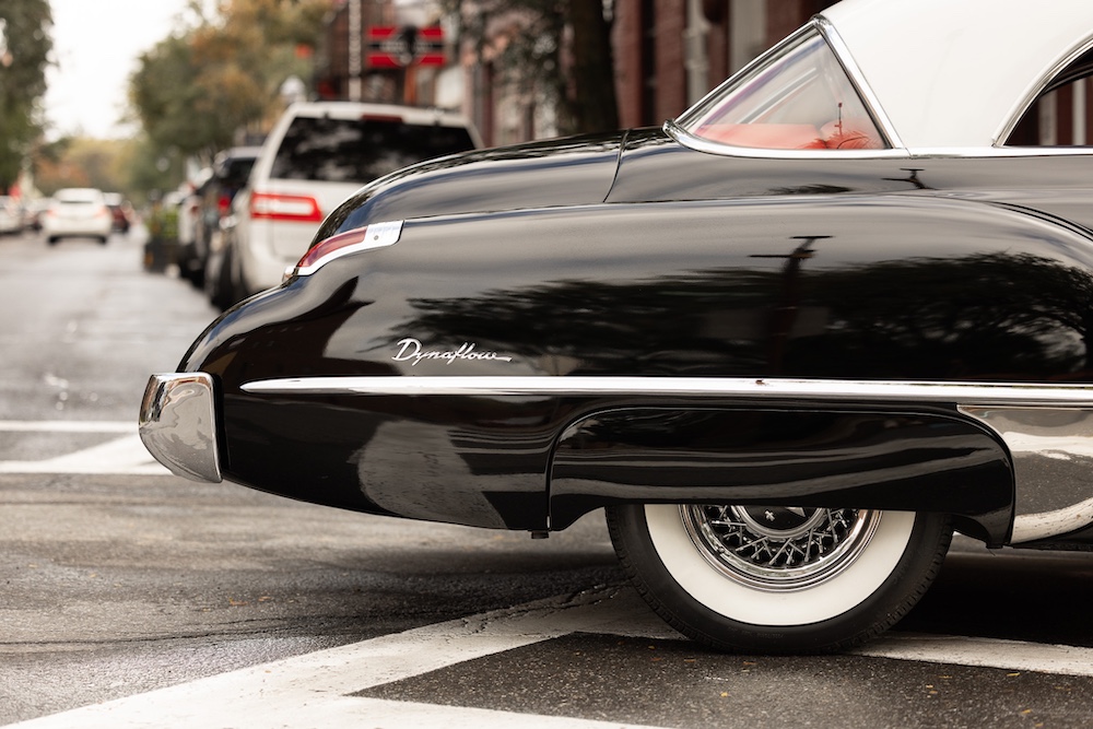 back end of classic car at StockadeFaire 2025 in Uptown Kingston NY's Historic Stockade District