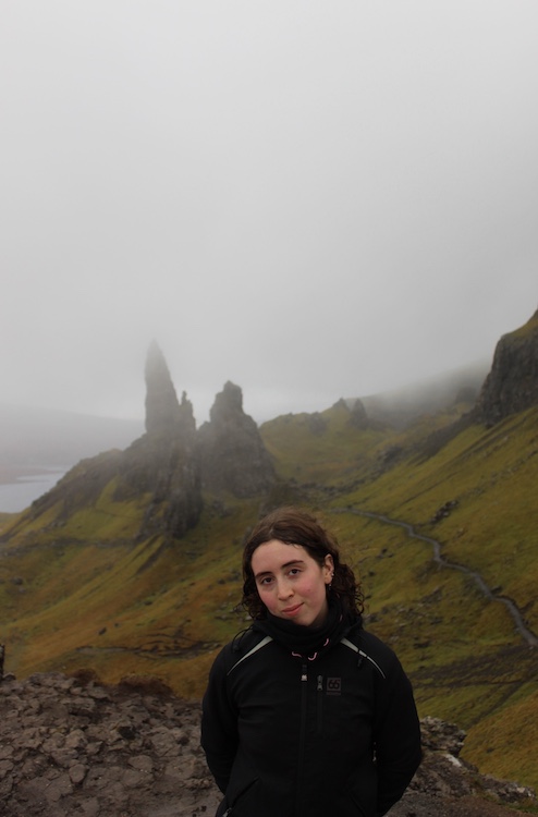 Poet Robyn Hager  in the fog hiking