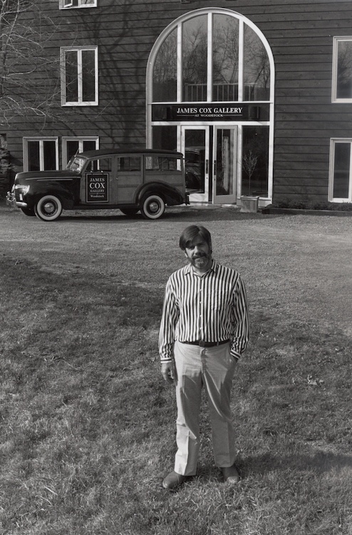 James in front of the James Cox Gallery on Elwyn Lane in Woodstock NY