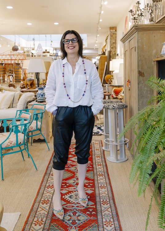 Judy fertel inside her antique shop Bridge House Vintage in hudson New York