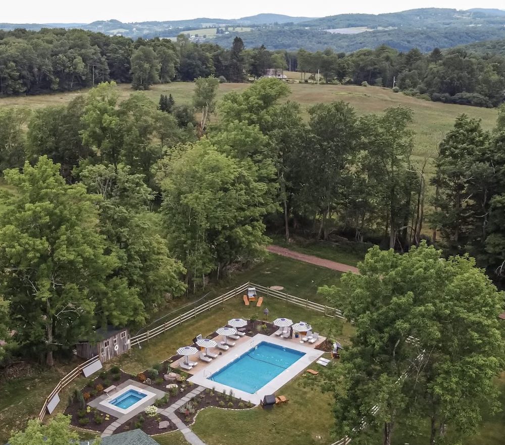 The pool at Kenoza Hall in Kenoza Lake New York