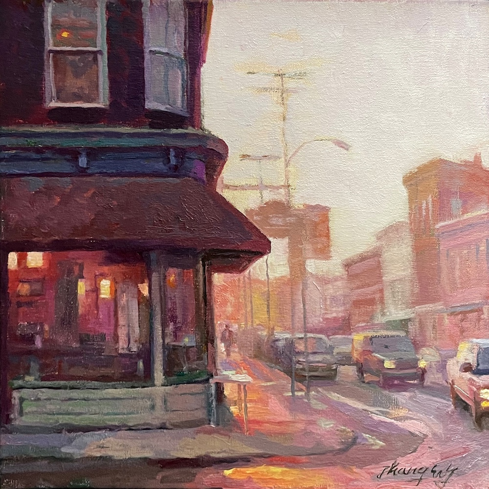 "Partition & Main in Saugerties, NY" Oil on Canvas by Zhang Hongnian