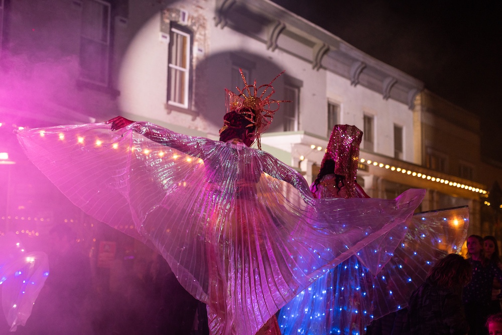sparkle at night at StockadeFaire 2025 in Uptown Kingston NY's Historic Stockade District