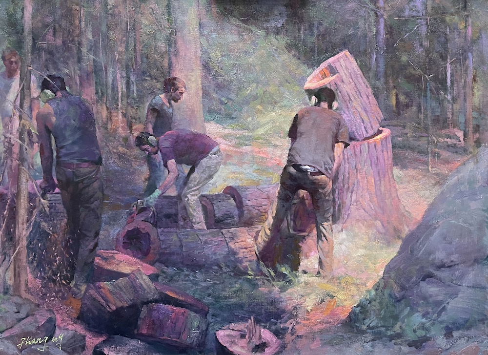 "Tango in the Woods" Oil on Canvas by Zhang Hongnian