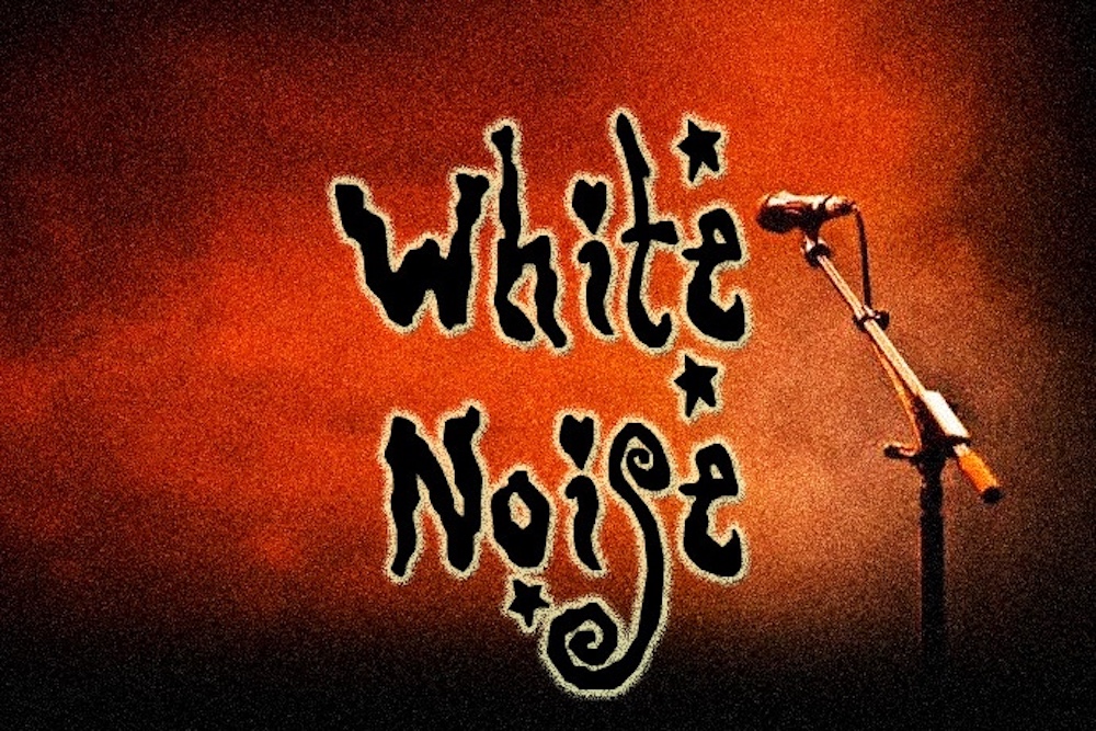 logo for an open mic series called White Noise
