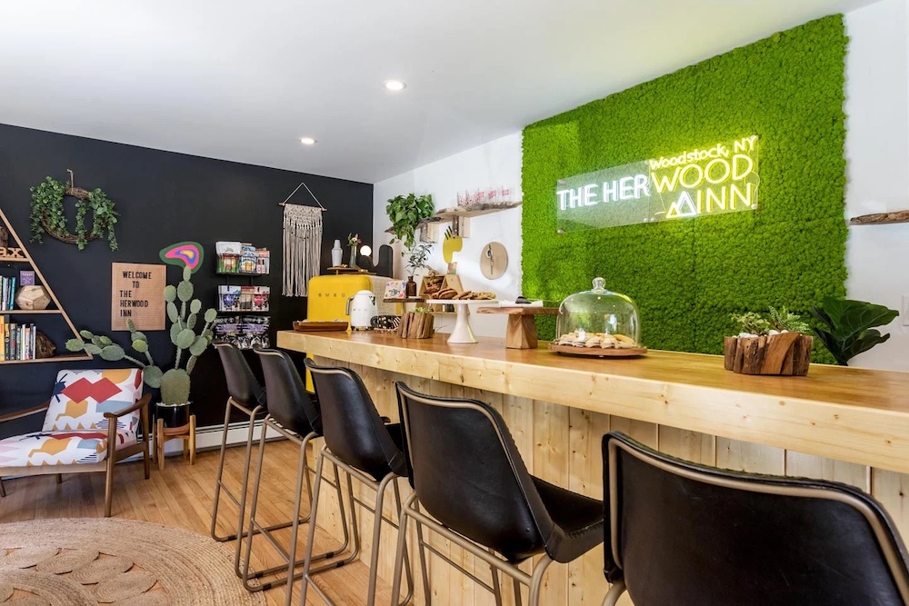 the lounge bar at The Herwood Inn in Woodstock NY