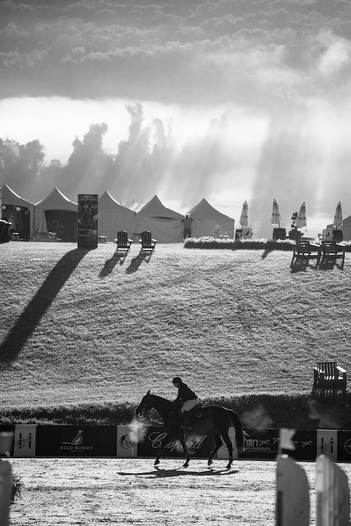 B+W Photo of the arena at Silo Ridge Masters CSI3 Grand Prix at The Highlands Stud Farm in Amenia NY