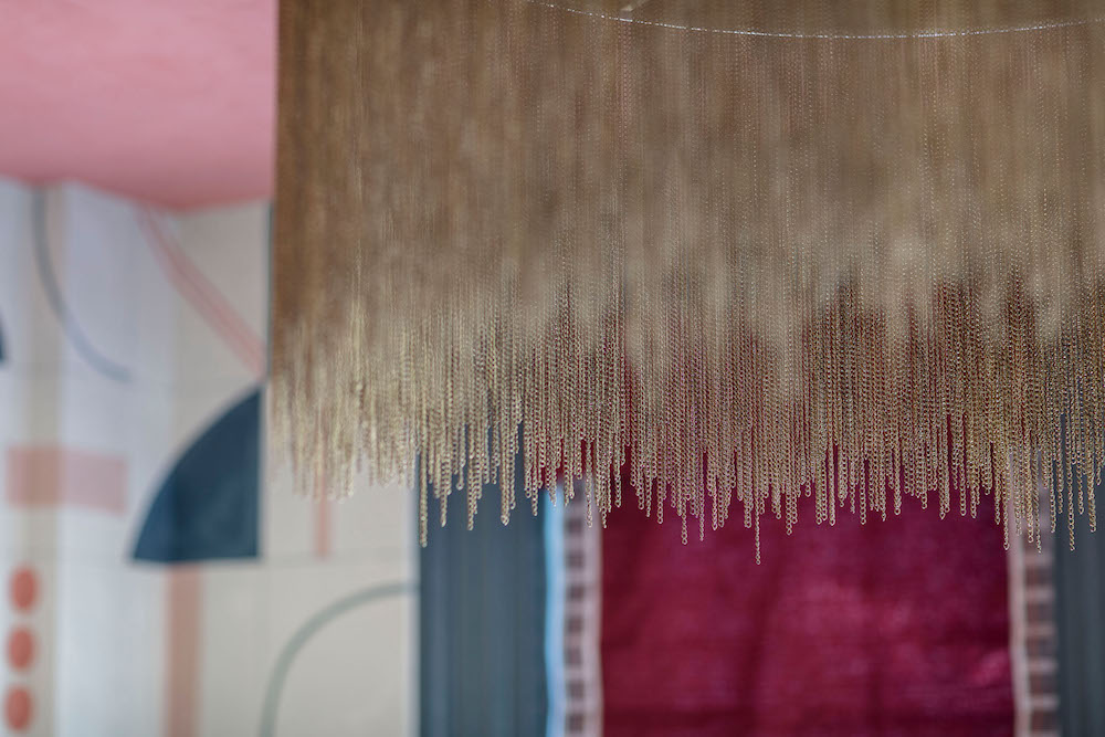 Close up of living room chandelier in 2025 Kingston Design Showhouse. Living room designed by Casa Marcelo.