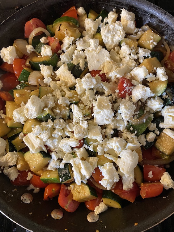 fresh farm veggies and homemade cheese salad at Catskill Wagyu at Hilltop Farm in Accord NY