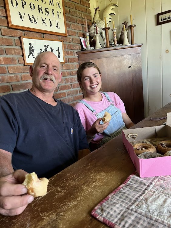 Barton and Viola eating homemade cheese at the Hilltop Farm in Accord NY