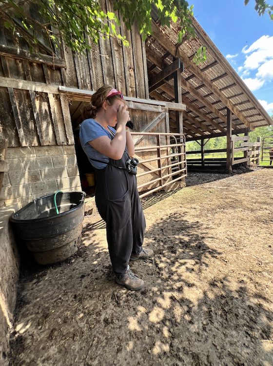 Charolette taking photos at the Hilltop Farm in Accord NY