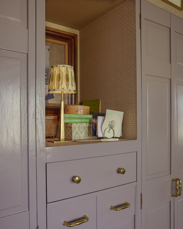 Built out closet in 2025 Kingston Design Showhouse primary bedroom designed by Susan Brinson of House of Brinson interior design in New York's Hudson Valley.