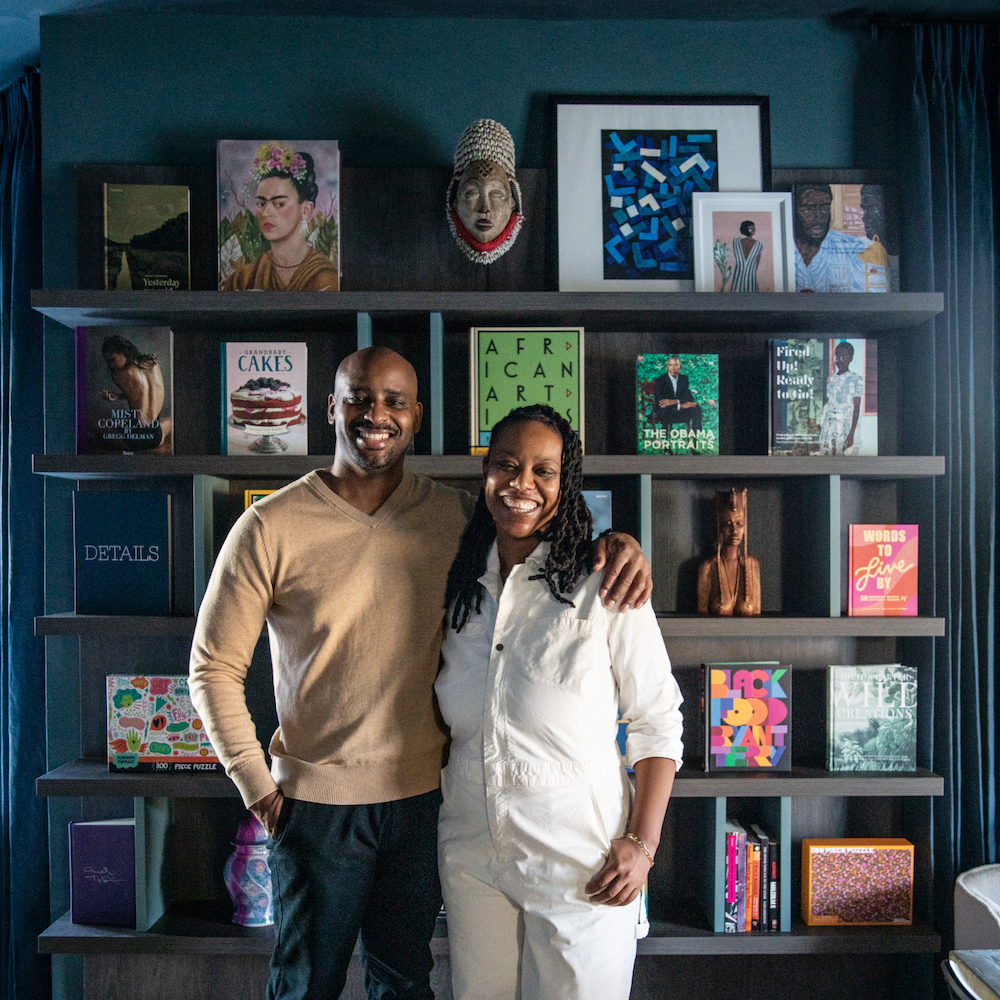 AphroChic Designers Bryan Mason and Jeanine Hayes. They designed the 2025 Kingston Design Showhouse Library and Patio.