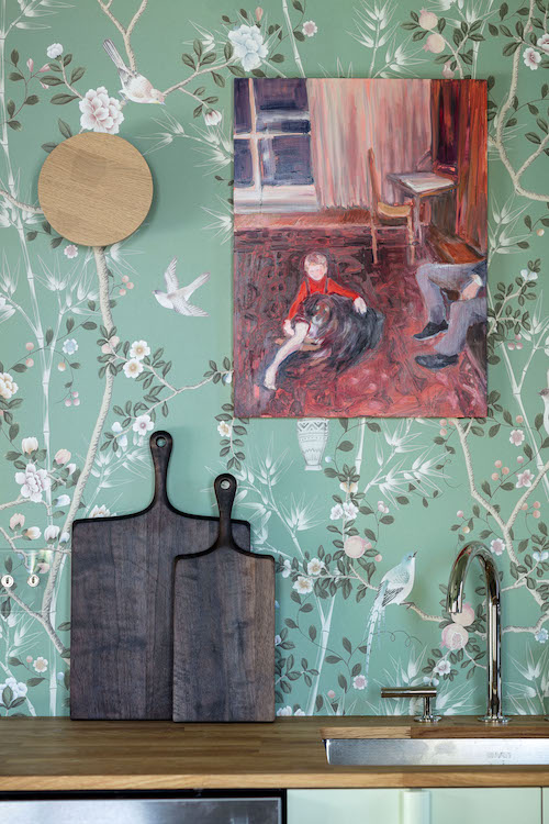 Kingston Design Showhouse Kitchen Wallpaper for 2025 Design Showhouse. Interiors by Ana Claudia Design in Rhinebeck, NY.