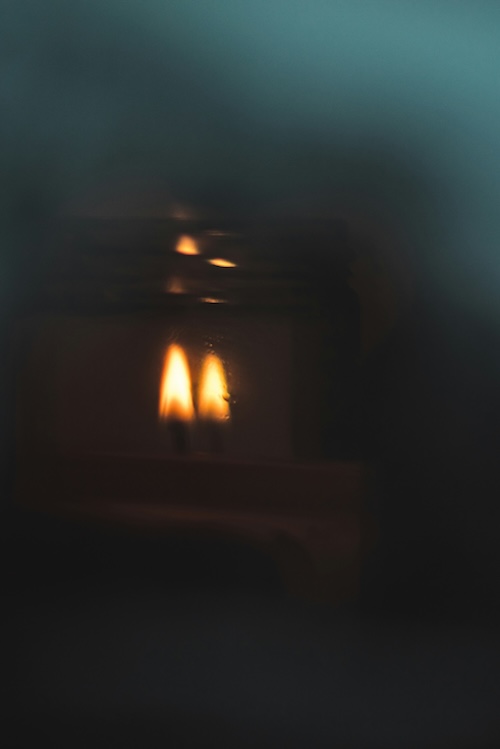 flame in misty night