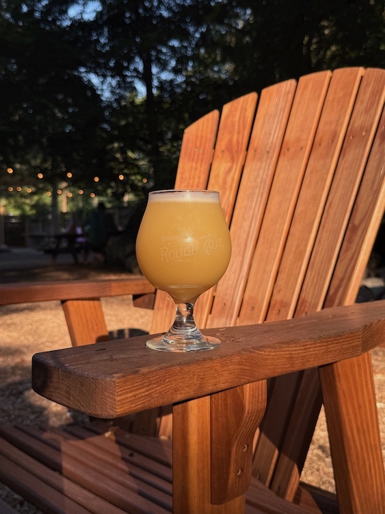 perfect glass of craft beer and the sunset at Rough Cut Brewing in Kerhonkson NY