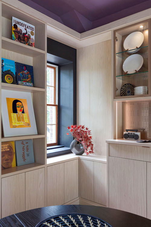 Corner of Kingston Design Showhouse Library designed by AphroChic designers Bryan Mason and Jeanine Hayes.