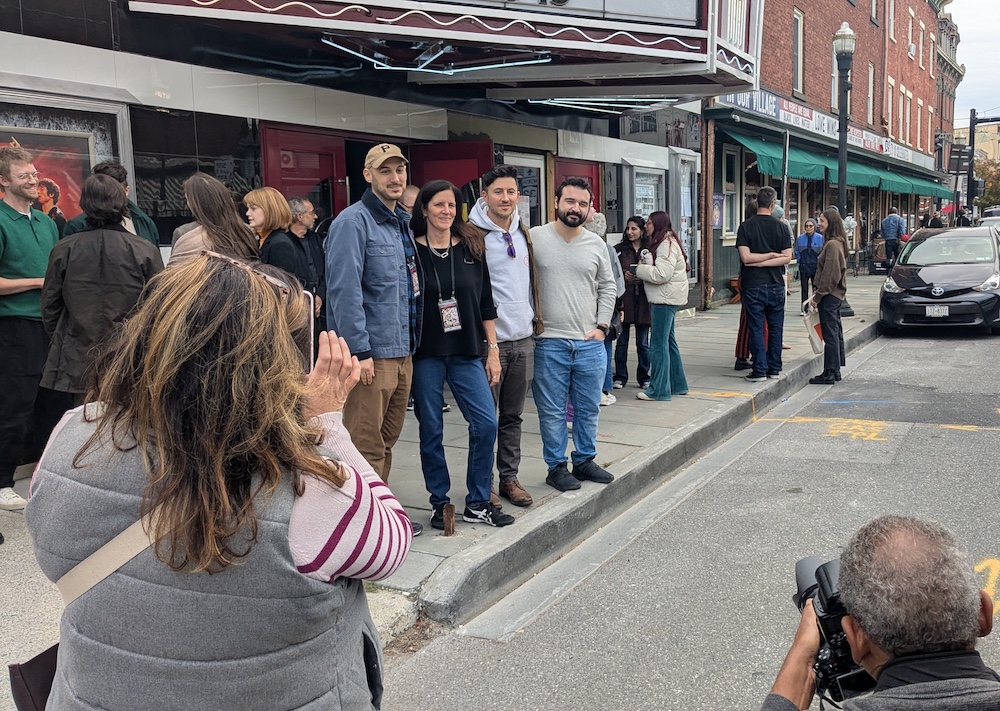 director and team in front of Orpheum Theater in Saugerties NY