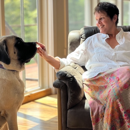 woman and her dog
