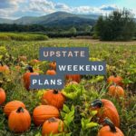 pumpkin patch with the "Upstate Weekend Plans" text written across the Hudson Valley, NY photo.