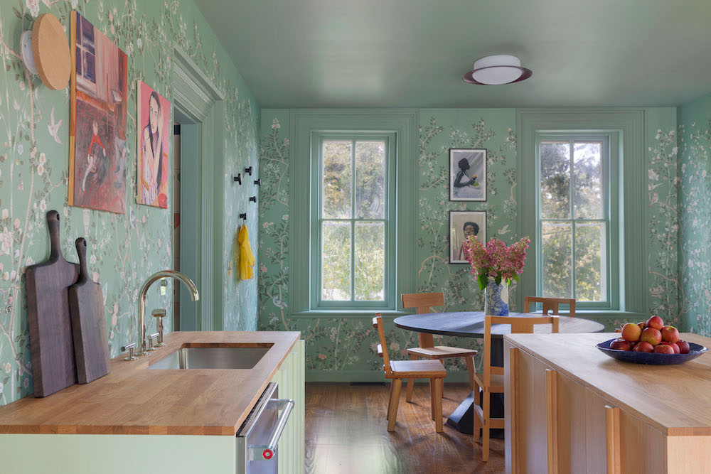 kitchen with Fromental wallpaper. Interiors by Ana Claudia Design for the 2025 Kingston Design Showhouse kitchen.