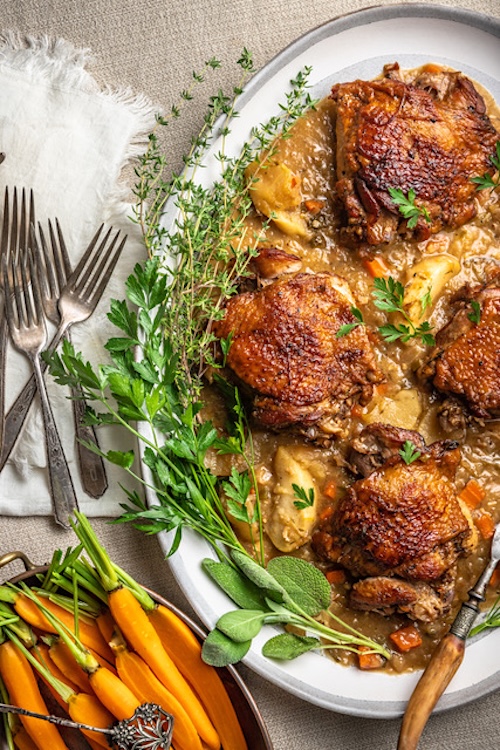 Nerds with Knives Thanksgiving dinner Cider Braised Turkey Thighs