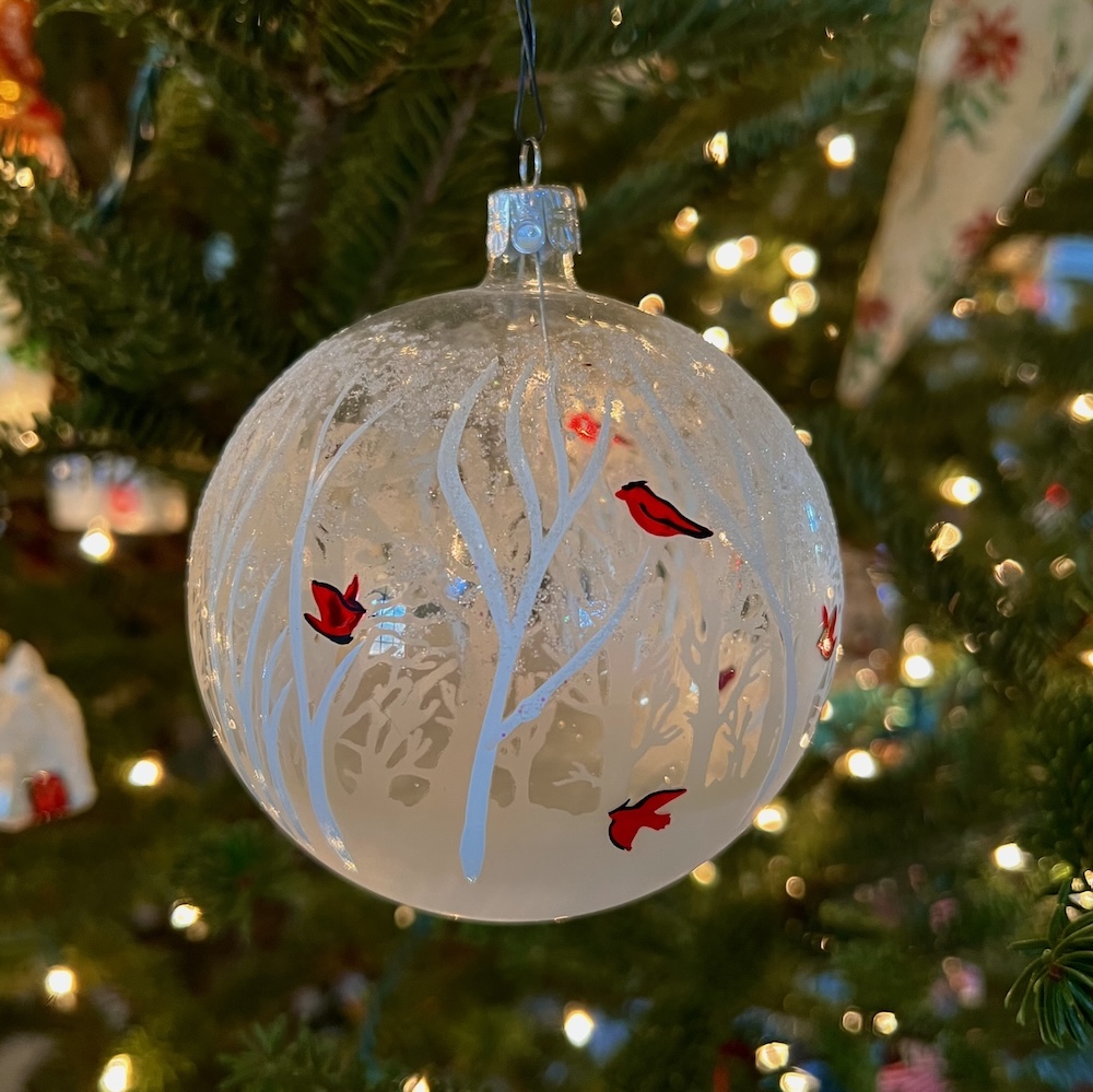 ornament on a tree for Christmastime at Hilltop farm in Accord NY