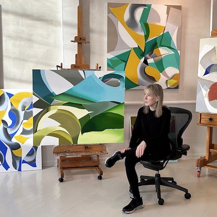 Artist Ginnie Gardiner in her studio