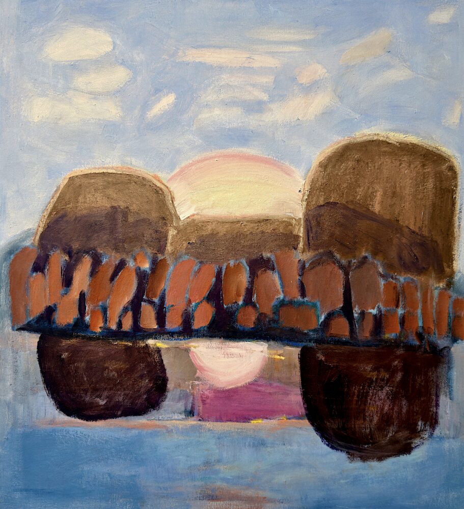 Anne Crowley painting at the Lockwood Gallery